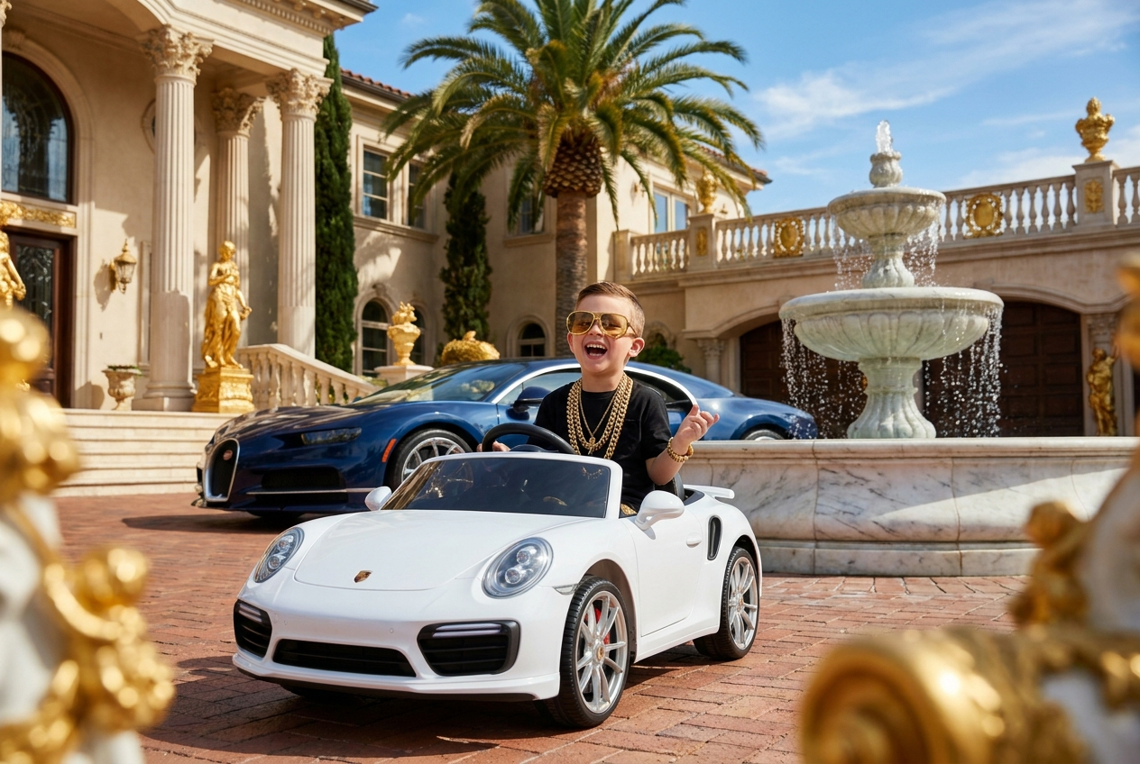 Kind im Spielzeugauto